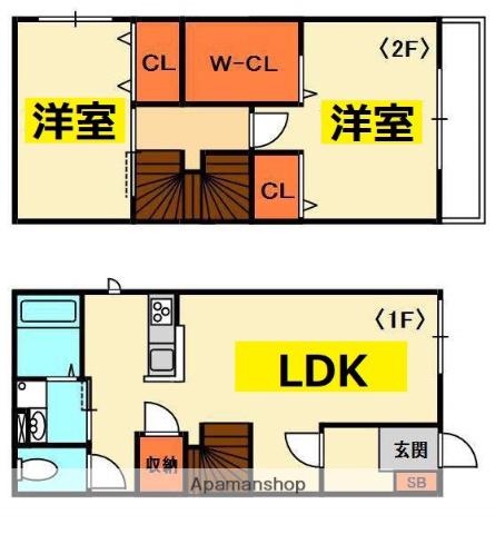 上島町テラス(2LDK/1階)の間取り写真