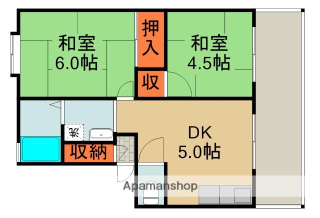 ハイツ千鶴1(2DK/1階)の間取り写真