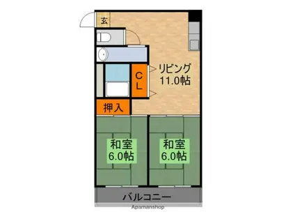 三松マンション(2LDK/4階)の間取り写真