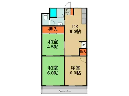 三松マンション(3DK/4階)の間取り写真