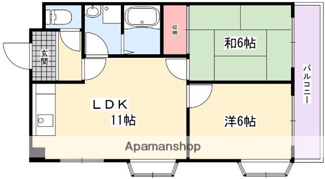 男山オークマンション(2LDK/3階)の間取り写真