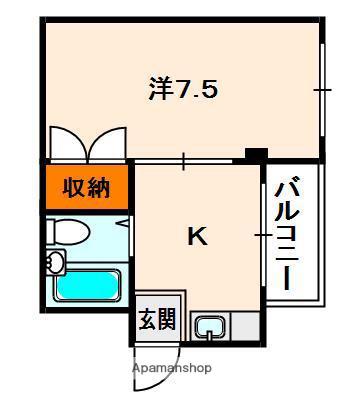 マルエスマンション(1K/4階)の間取り写真