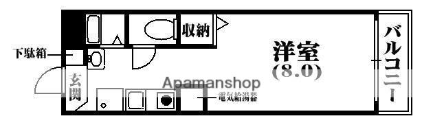 サンドールⅡ山口(1K/1階)の間取り写真
