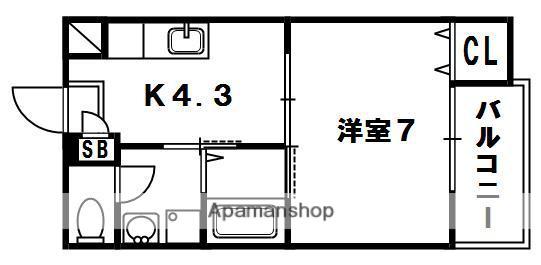 ピコットV(1K/2階)の間取り写真