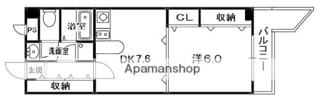 宮之阪ウェーブ(1DK/3階)の間取り写真