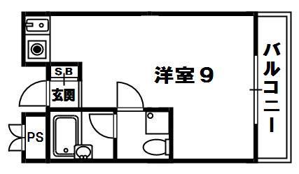 ヴィラ岡山手(ワンルーム/2階)の間取り写真