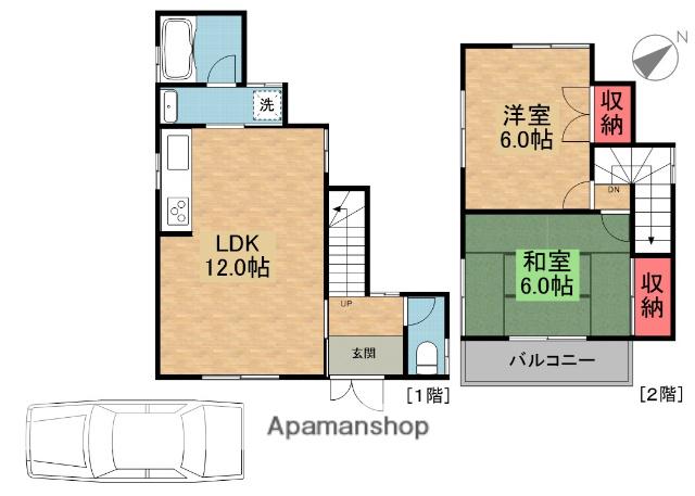 京阪電気鉄道京阪線 樟葉駅 徒歩12分 2階建 築31年(2LDK)の間取り写真