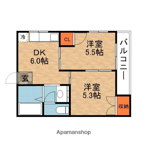 メゾン天の川(2DK/2階)の間取り写真