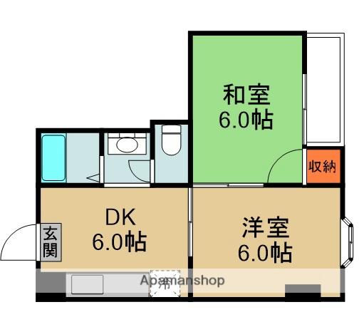 サンファミリー2(2DK/2階)の間取り写真