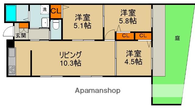 ルカーノ錦(3LDK/1階)の間取り写真