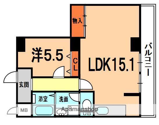 豊栄マンション(1LDK/5階)の間取り写真