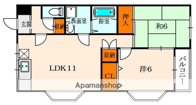 シャルマン楠葉(2LDK/1階)の間取り写真