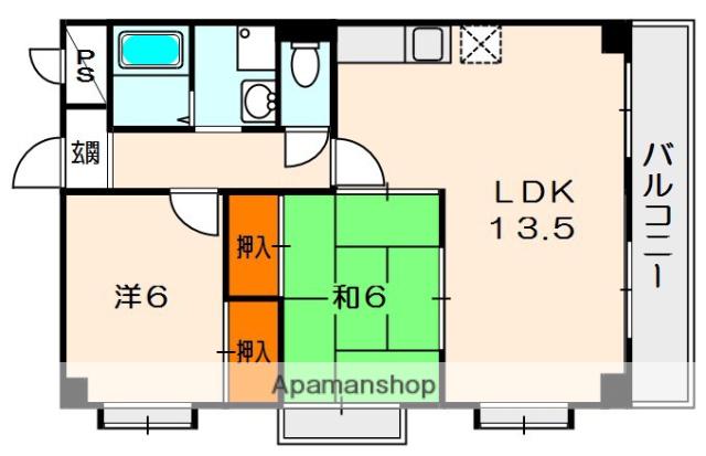 グレースコート男山(2LDK/2階)の間取り写真