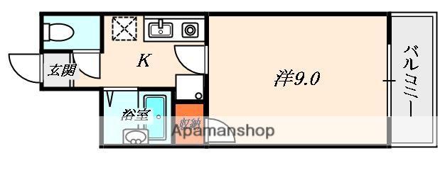 プランドール牧野駅前(1K/4階)の間取り写真