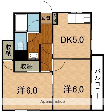 谷町ファミール(2DK/3階)の間取り写真