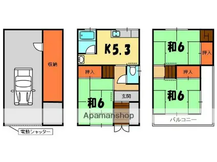 京阪電気鉄道京阪線 香里園駅 徒歩10分 3階建 築44年(3DK)の間取り写真
