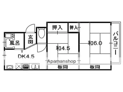 コウヅハイツ(2K/3階)の間取り写真