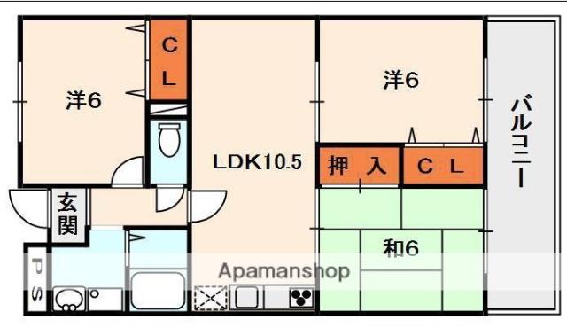 パークサイドスクエア(3LDK/2階)の間取り写真