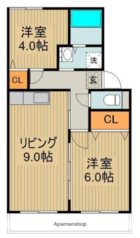 KファミールメゾンB(3DK/2階)の間取り写真