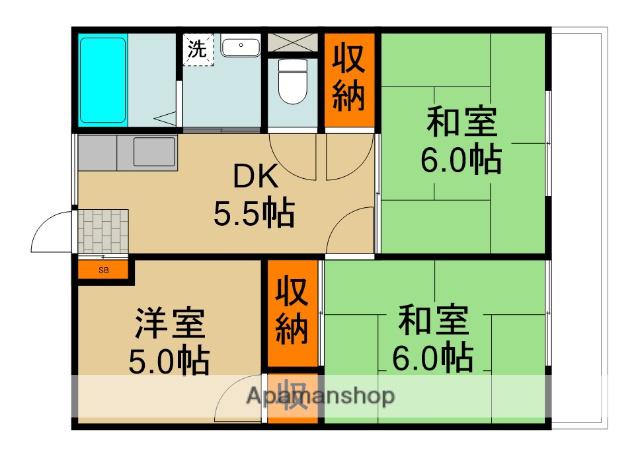 第3高橋ハイツ(3DK/2階)の間取り写真