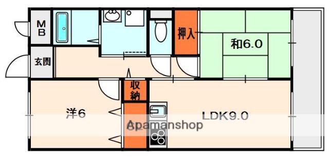ハイツ下村(2DK/1階)の間取り写真