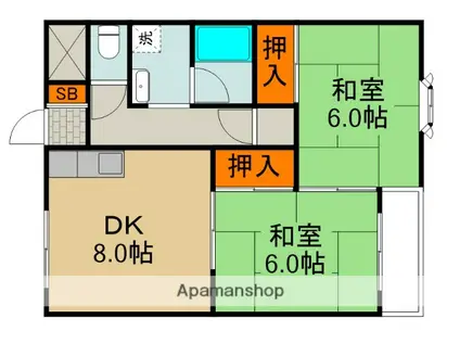 三東ハイツ(2DK/3階)の間取り写真