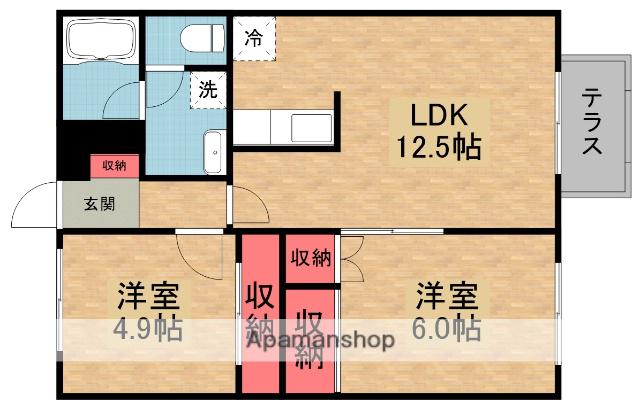 ヴェルデュールピノ(2LDK/1階)の間取り写真