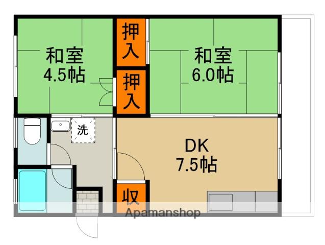 柳町ハイツ(2DK/1階)の間取り写真