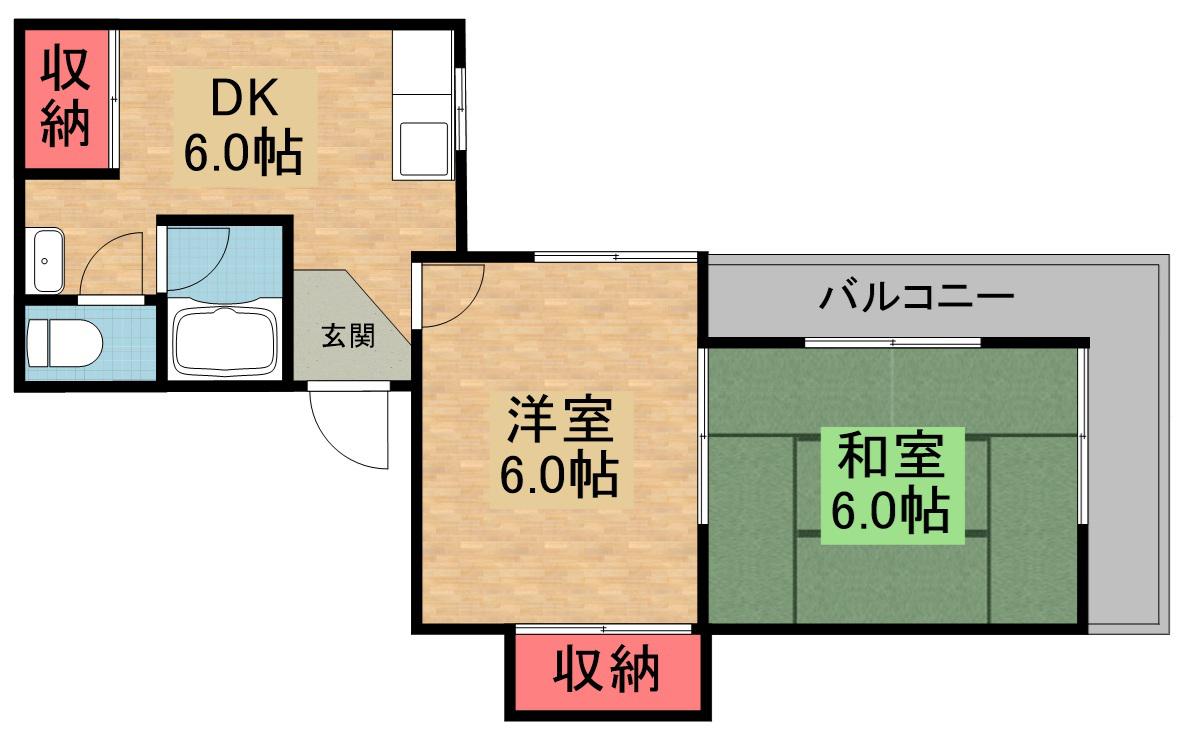 パールハイツ楠葉(2DK/4階)の間取り写真