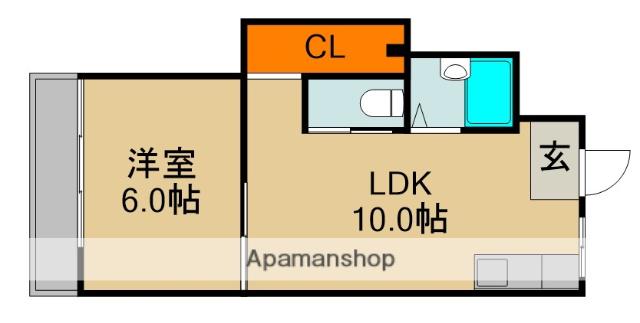 ハッピーヒルズ梶町(1LDK/2階)の間取り写真
