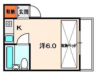 御殿山1棟マンション(1K/2階)の間取り写真