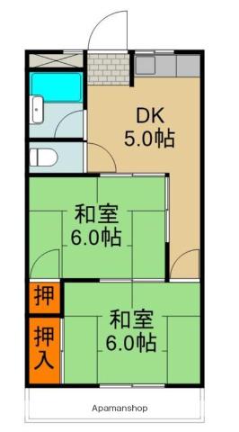 大和田コーポ(2DK/2階)の間取り写真