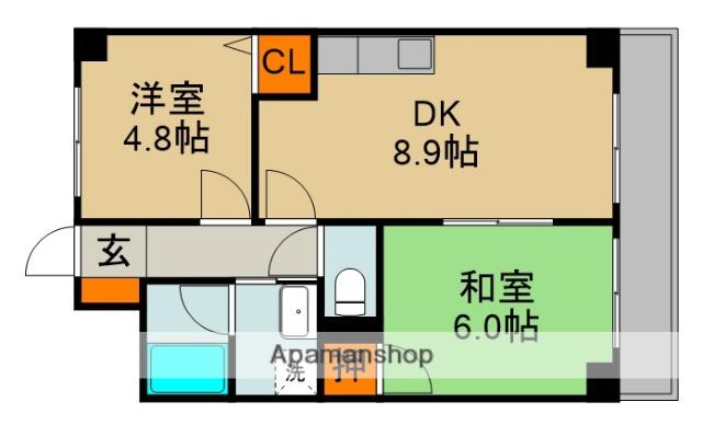 ヤマサ第6マンション(2DK/3階)の間取り写真
