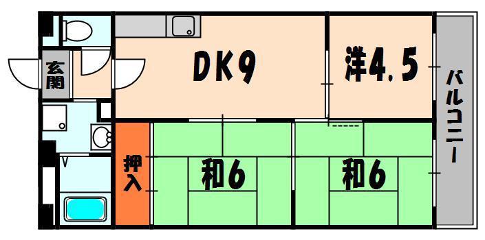 SUNミネマツ(3DK/6階)の間取り写真