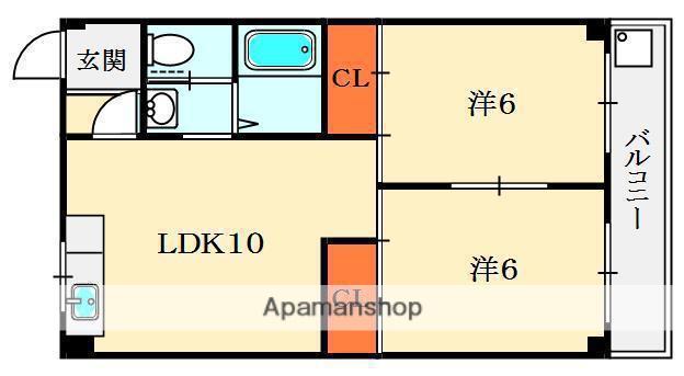ハイクレスト光善寺(2LDK/1階)の間取り写真