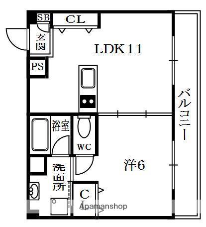BLANCOSTA(1LDK/3階)の間取り写真
