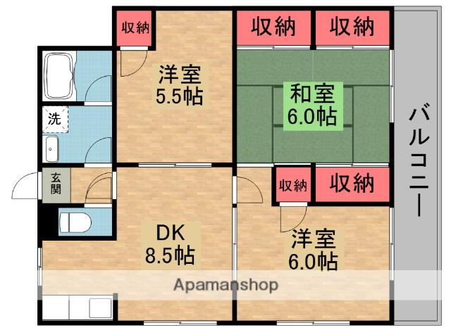 エクセレンス星田(3DK/1階)の間取り写真