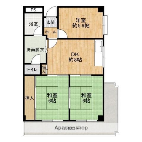 ホワイエ・アンノマエ(3DK/3階)の間取り写真