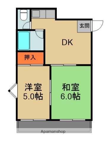 ケイプラザ金田(2DK/5階)の間取り写真