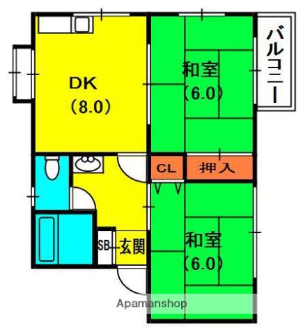 メゾン舞(2DK/2階)の間取り写真