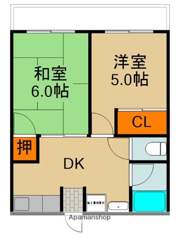 シティハイム モンレヴ(2DK/2階)の間取り写真
