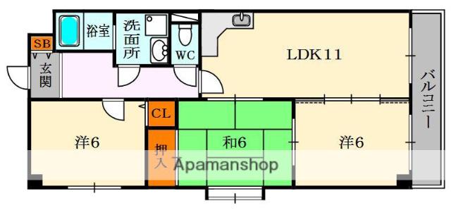 メルベーユ桜丘(3LDK/1階)の間取り写真