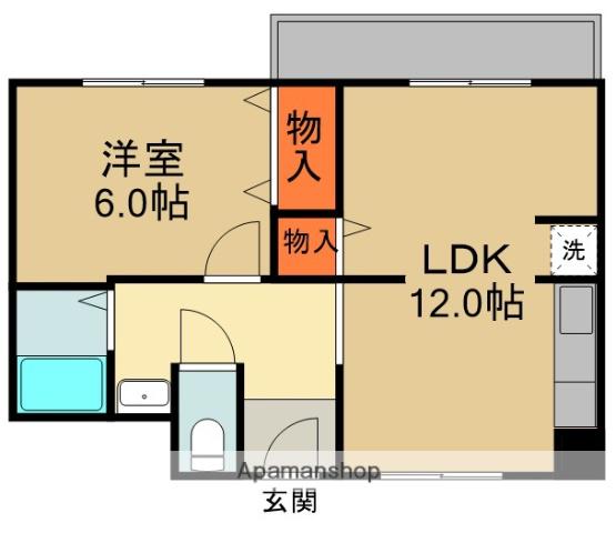 コーポラス都1(1LDK/2階)の間取り写真