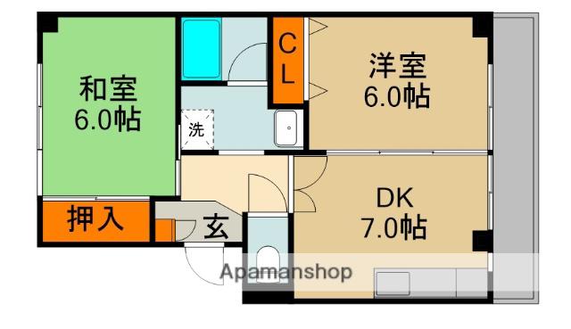 アクアアトラスⅢ(2DK/3階)の間取り写真