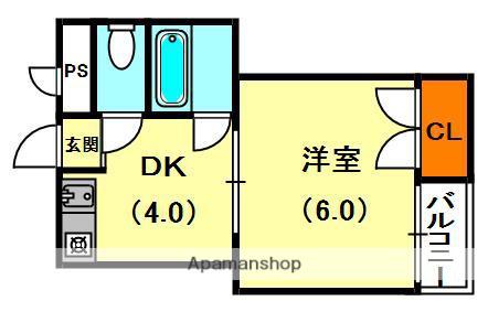 花パーク・エム(1DK/3階)の間取り写真