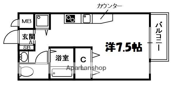 ラヴィスタ友呂岐(ワンルーム/4階)の間取り写真