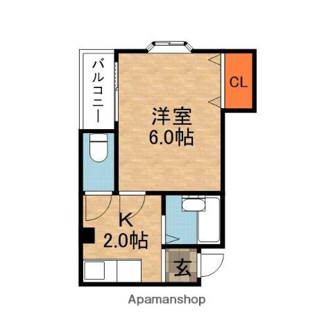 フローラルヴィラ(1K/4階)の間取り写真