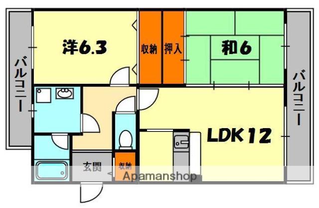 エテルノⅠ(2LDK/3階)の間取り写真