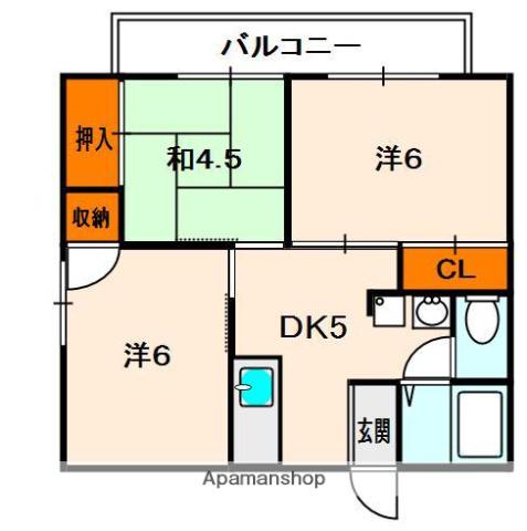 長谷ガーデンハイツ(3DK/2階)の間取り写真