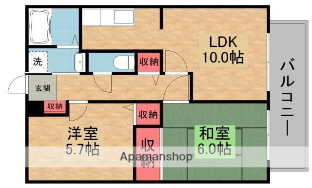 第二ヤマダハイツ(2LDK/2階)の間取り写真